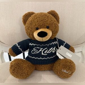 Kith Kithmas Teddy Bear Plush in Stadium NWT Authentic Navy and White Sweater